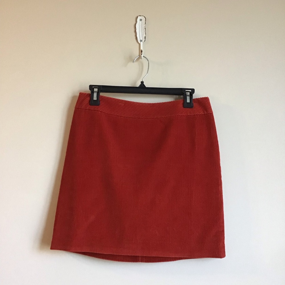 L. L. Bean red orange corduroy mini skirt - Picture 3 of 6